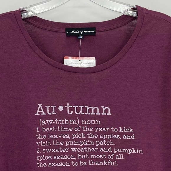 NWT State of Mine Plum Autumn Graphic Long Sleeve Crewneck Tee XL - Picture 4 of 7